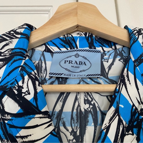 PRADA Banana Stripe Collared Midi Dress - Picture 6 of 11